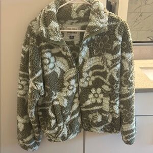 THIS FEELS HIMALAYAN Green Floral Fleece Jacket